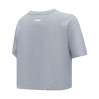PRO STANDARD CLASSIC CHENILLE T-SHIRT EN JERSEY SIMPLE À COUPE CARRÉE ET À LOGO BLANC POUR FEMME (GRIS CHINÉ FONCÉ)