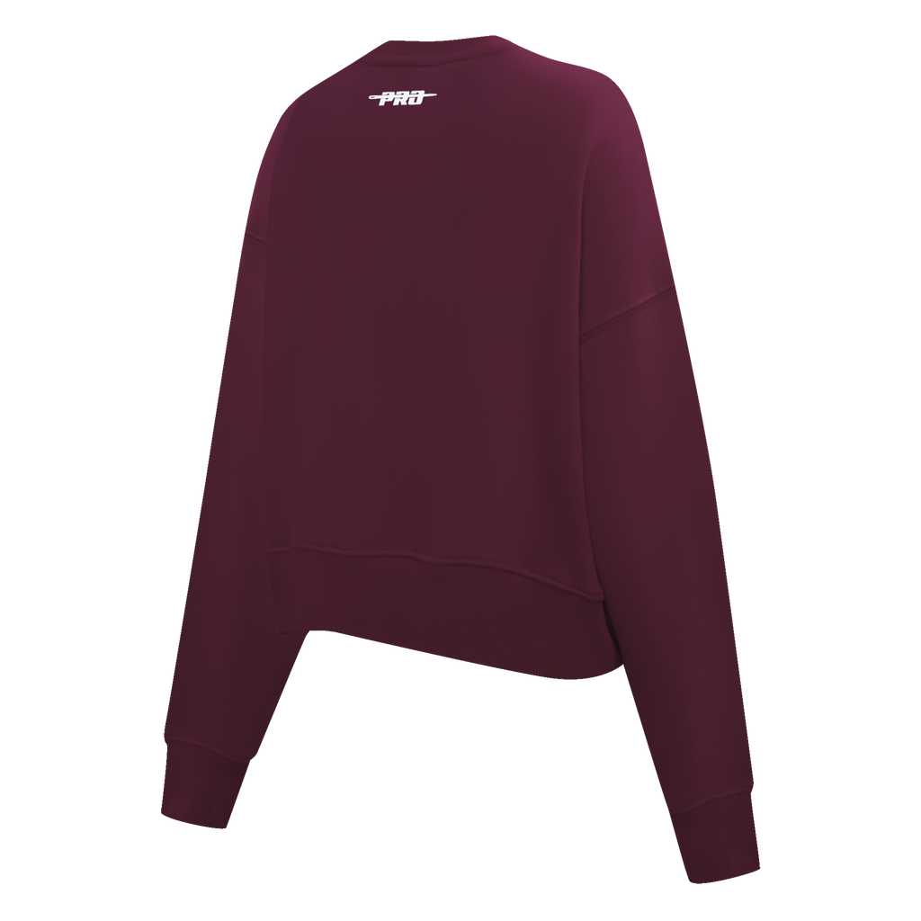 PRO STANDARD CLASSIC CHENILLE CHANDAIL À COL ROND EN MOLLETON À LOGO BLANC POUR FEMME (LIE-DE-VIN)
