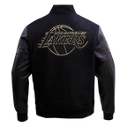 NBA LOS ANGELES LAKERS BLACK & GOLD MEN'S WOOL VARSITY JACKET (JET BLACK)