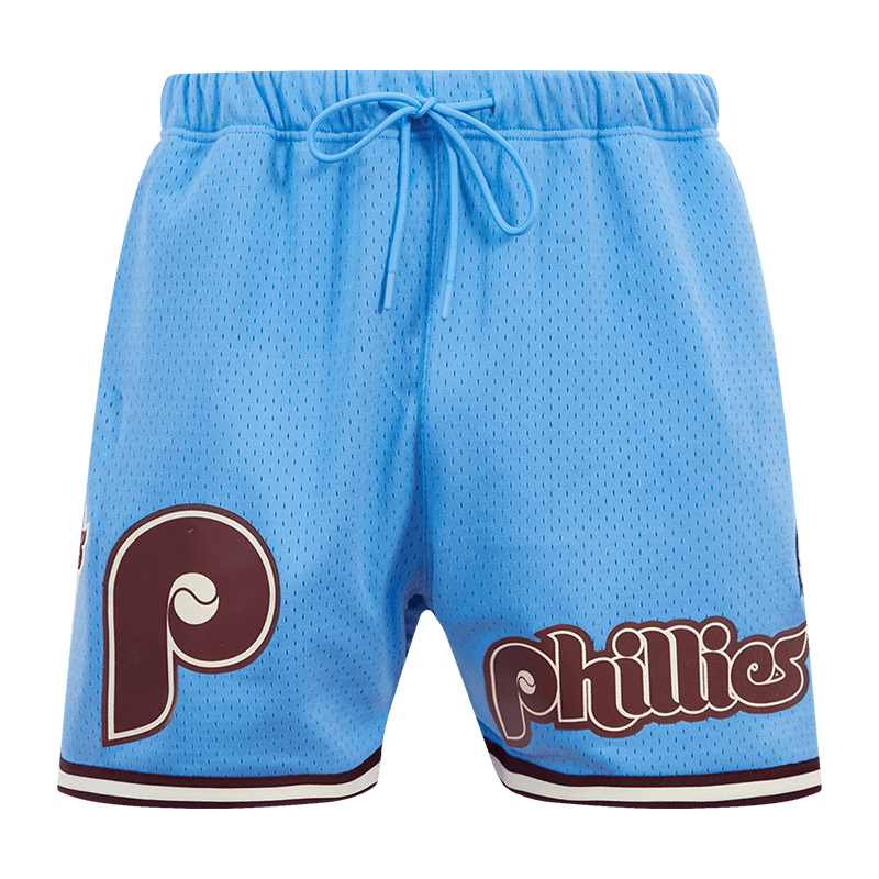 MLB PHILADELPHIA PHILLIES MESH SHORT RÉTRO À LOGO POUR HOMME (BLEU UNIVERSITÉ/LIE-DE-VIN)