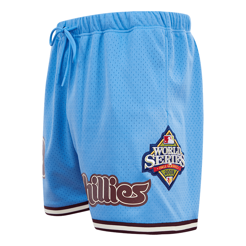 MLB PHILADELPHIA PHILLIES MESH SHORT RÉTRO À LOGO POUR HOMME (BLEU UNIVERSITÉ/LIE-DE-VIN)