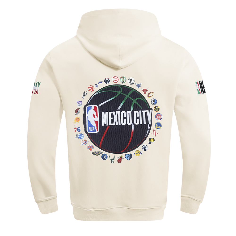 NBA NBA MEXICO CITY GAME 2025 CHANDAIL À CAPUCHON EN MOLLETON À ÉPAULES TOMBANTES POUR HOMME (COQUILLE D'ŒUF)