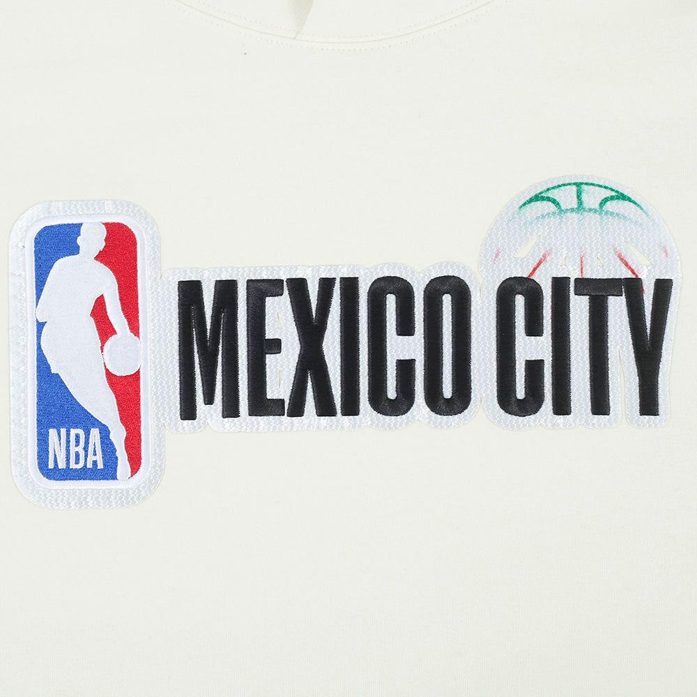 NBA NBA MEXICO CITY GAME 2025 CHANDAIL À CAPUCHON EN MOLLETON À ÉPAULES TOMBANTES POUR HOMME (COQUILLE D'ŒUF)