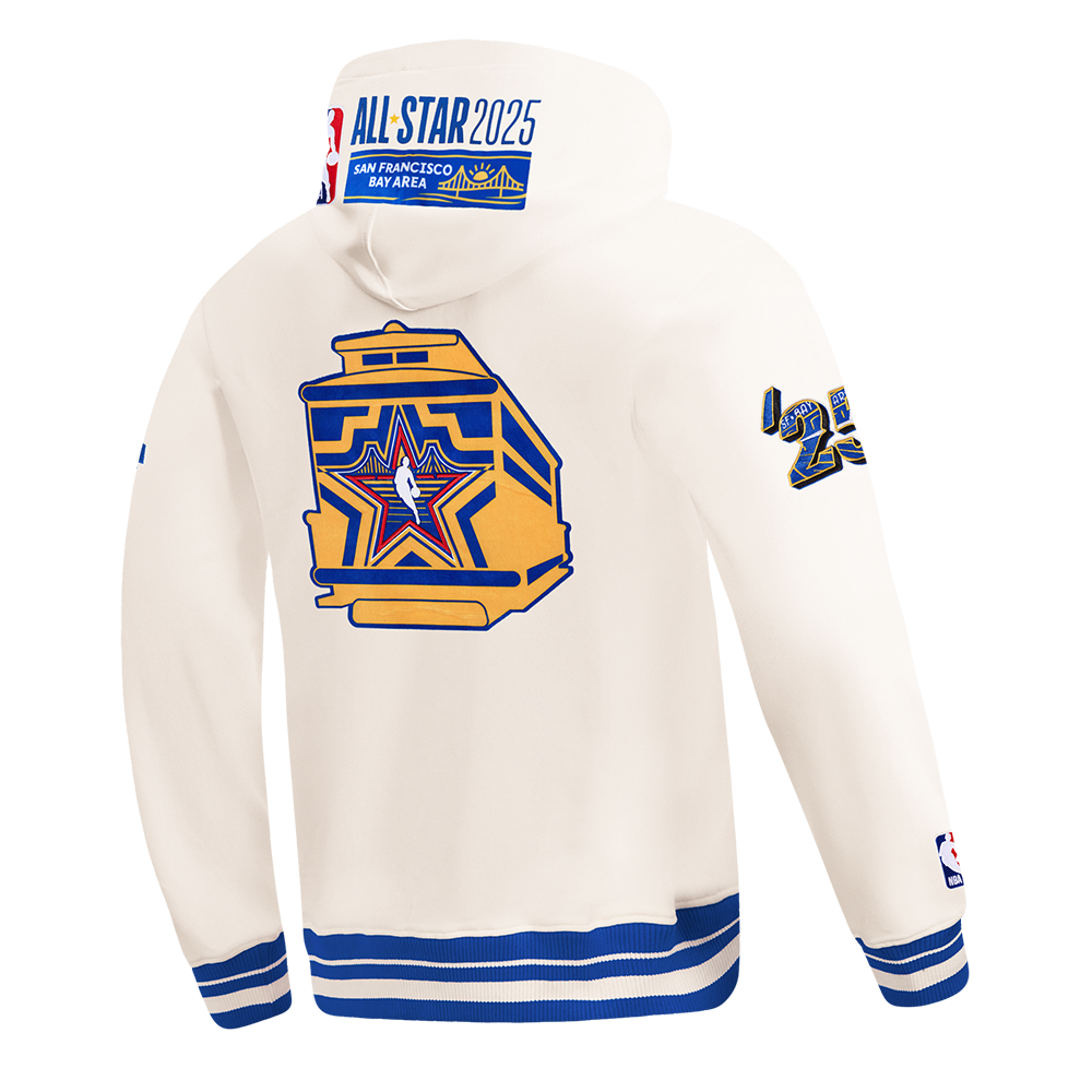 NBA ALL STAR 2025 MEN'S RIB FLEECE PULLOVER HOODIE (EGGSHELL/ ROYAL BLUE)