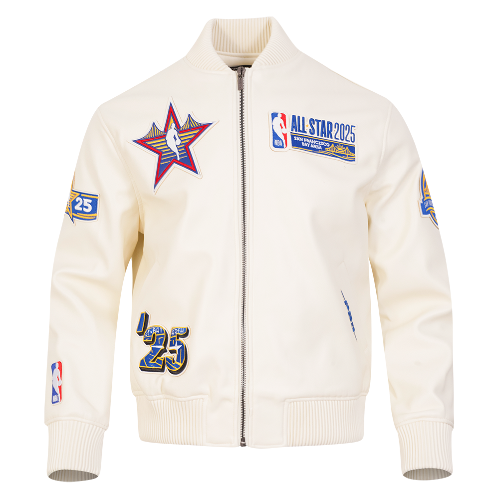 NBA ALL STAR 2025 MEN'S LEATHER JACKET (EGGSHELL)