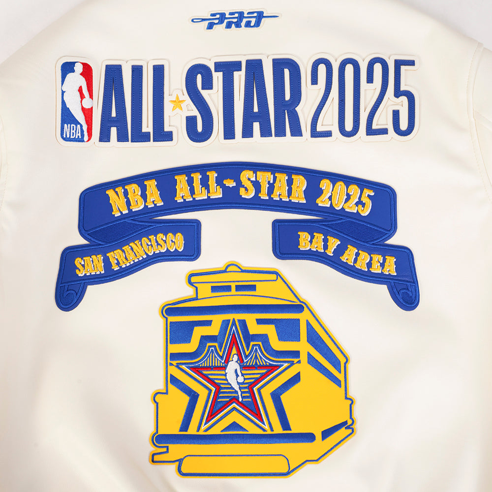 NBA ALL STAR 2025 MEN'S LEATHER JACKET (EGGSHELL)