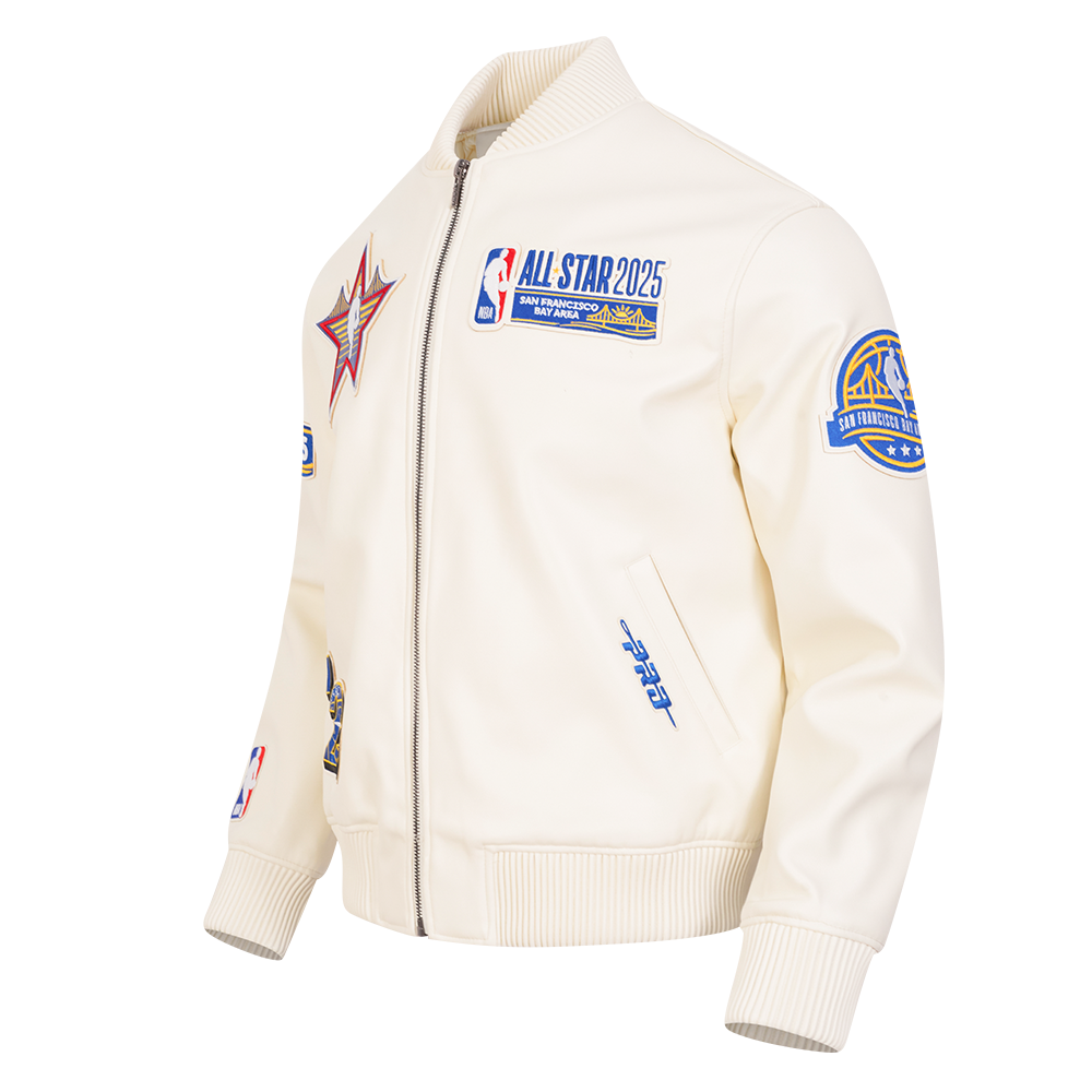 NBA ALL STAR 2025 MEN'S LEATHER JACKET (EGGSHELL)
