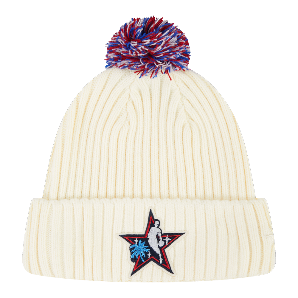 NBA ALL STAR 2026 UNLINED PRO BEANIE POM CUFFED (EGGSHELL)