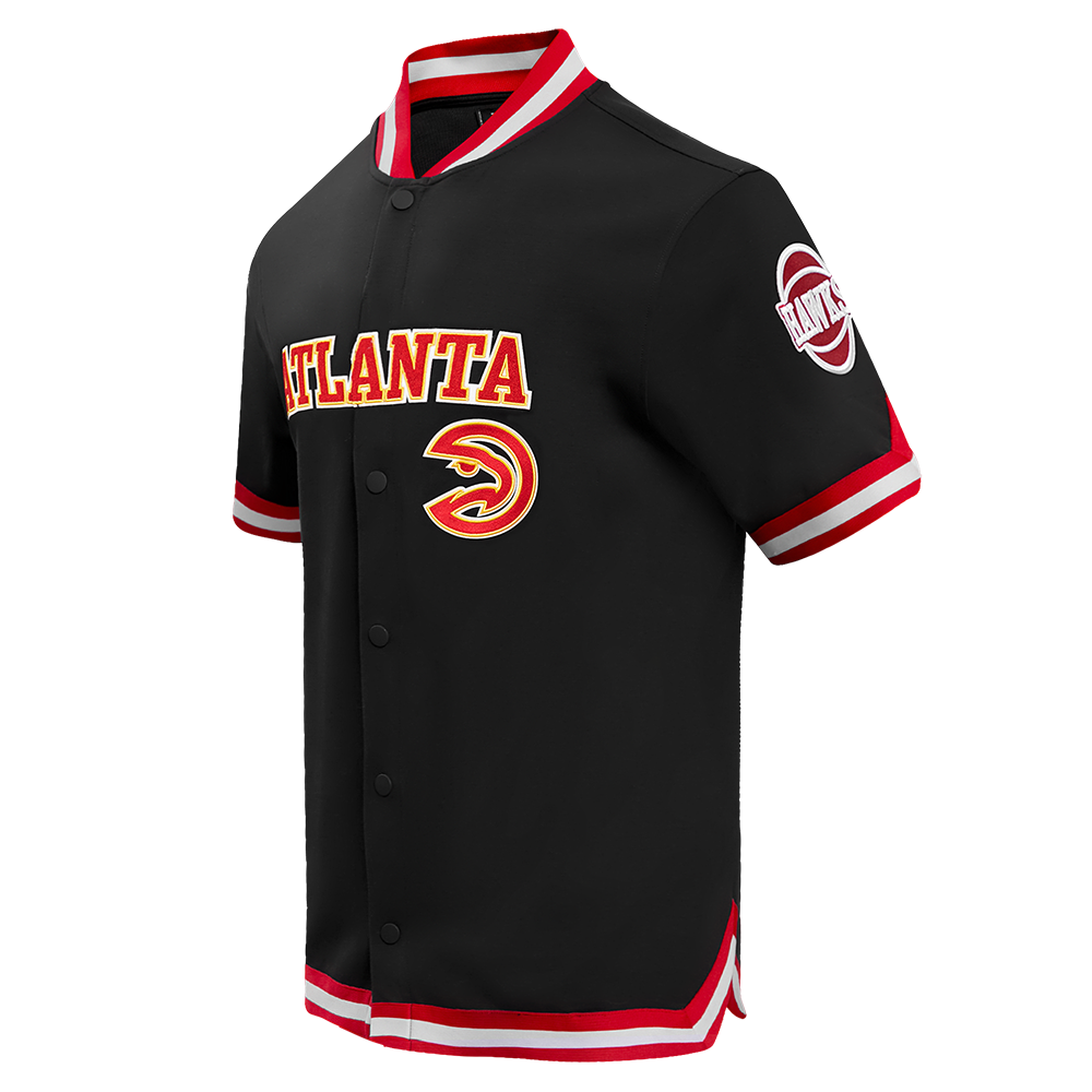 NBA ATLANTA HAWKS CLASSIC MEN'S PRO SS DOUBLE KNIT JACKET  (BLACK/RED)