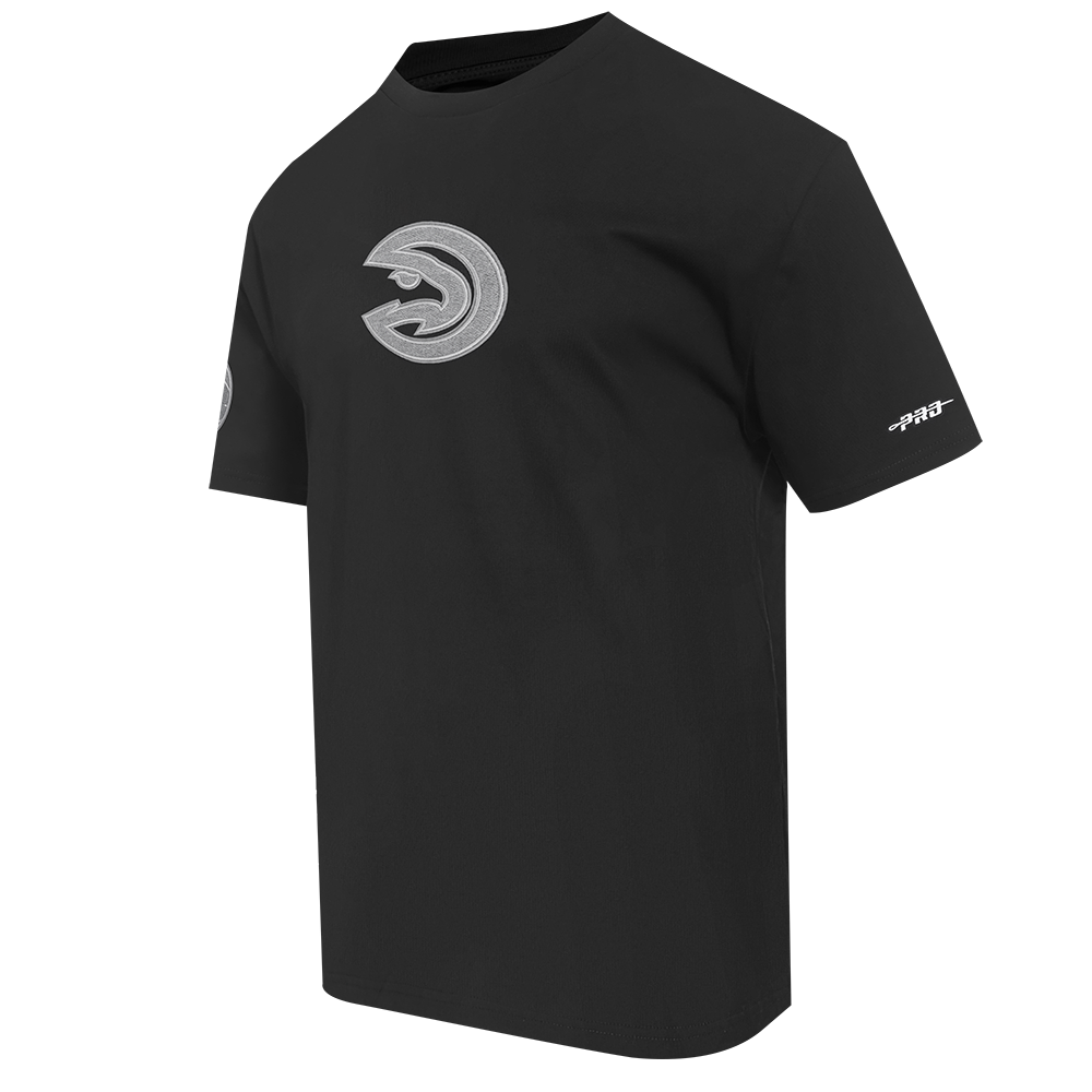 NBA ATLANTA HAWKS REVERSE FRENCH TERRY MEN'S COTTON JERSEY DROP SHOULDER TEE (BLACK)