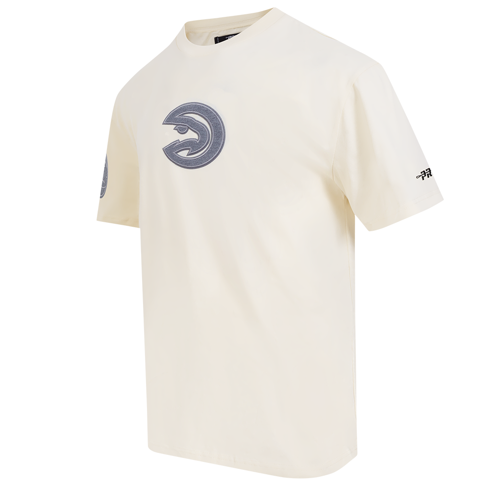 NBA ATLANTA HAWKS REVERSE FRENCH TERRY MEN'S COTTON JERSEY DROP SHOULDER TEE (EGGSHELL)