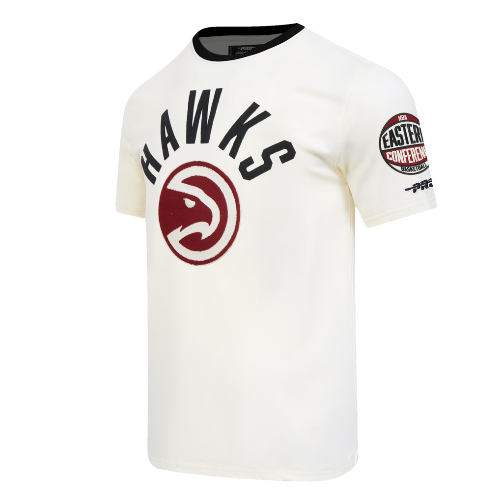 NBA ATLANTA HAWKS MODERN ORIGINALS MEN'S RINGER TEE (EGGSHELL/ BLACK)