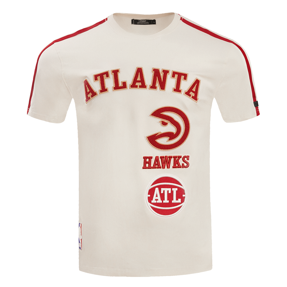 NBA ATLANTA HAWKS RETRO CLASSIC MEN'S STRIPED TEE (EGGSHELL/ RED)