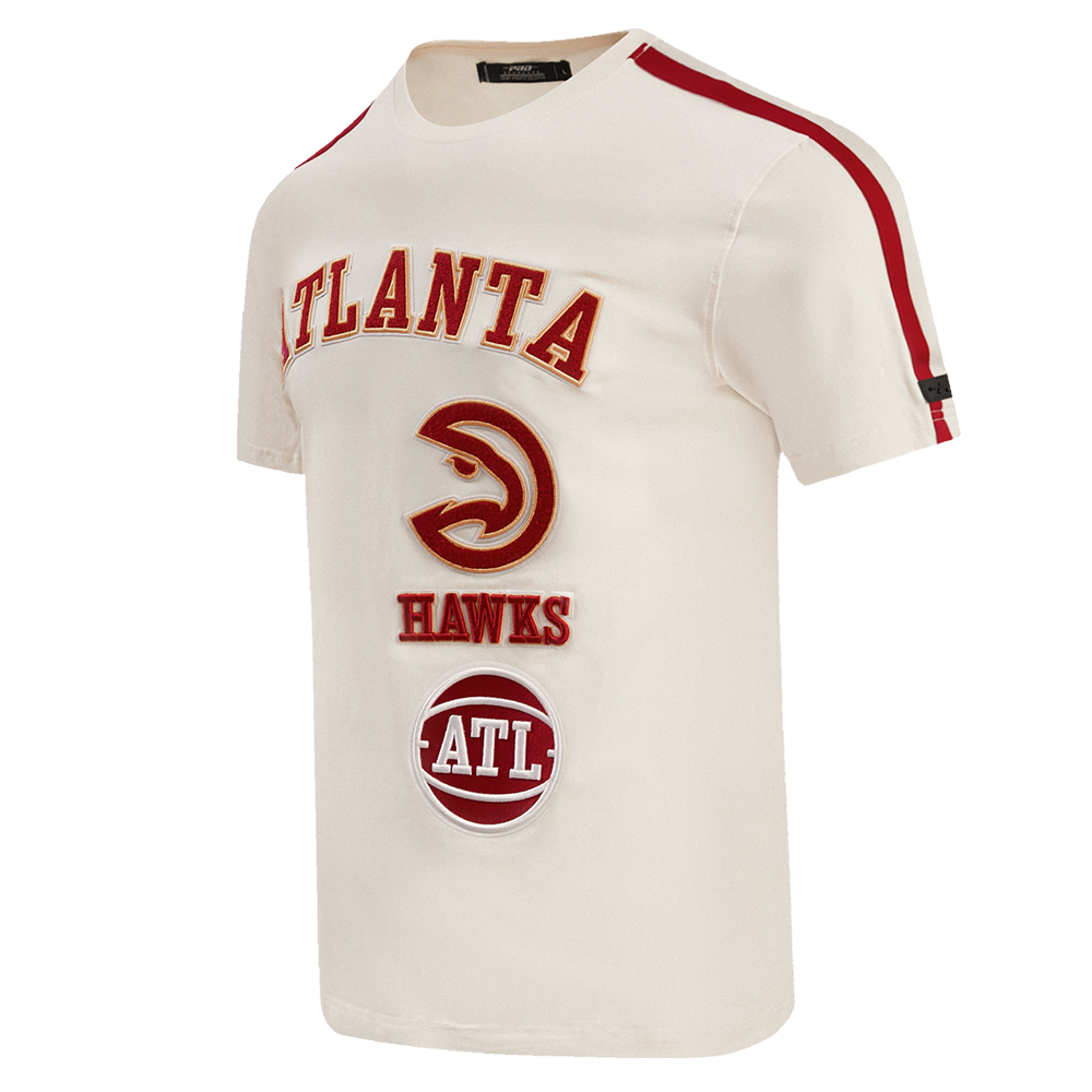 NBA ATLANTA HAWKS RETRO CLASSIC MEN'S STRIPED TEE (EGGSHELL/ RED)