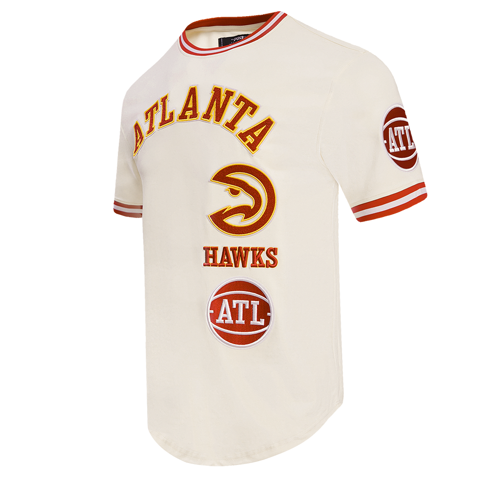 NBA ATLANTA HAWKS RETRO CLASSIC T-SHIRT POUR HOMME (COQUILLE D'ŒUF/ROUGE)