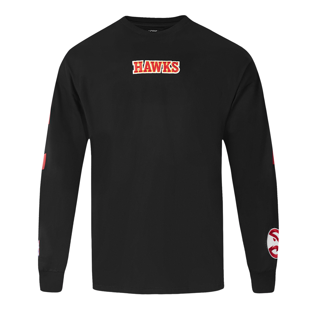 NBA ATLANTA HAWKS WINGSPAN MEN'S DROP SHOULDER LONG SLEEVE TEE (BLACK)