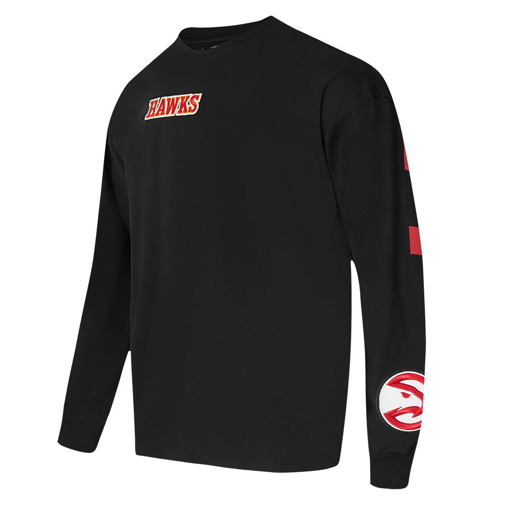 NBA ATLANTA HAWKS WINGSPAN MEN'S DROP SHOULDER LONG SLEEVE TEE (BLACK)