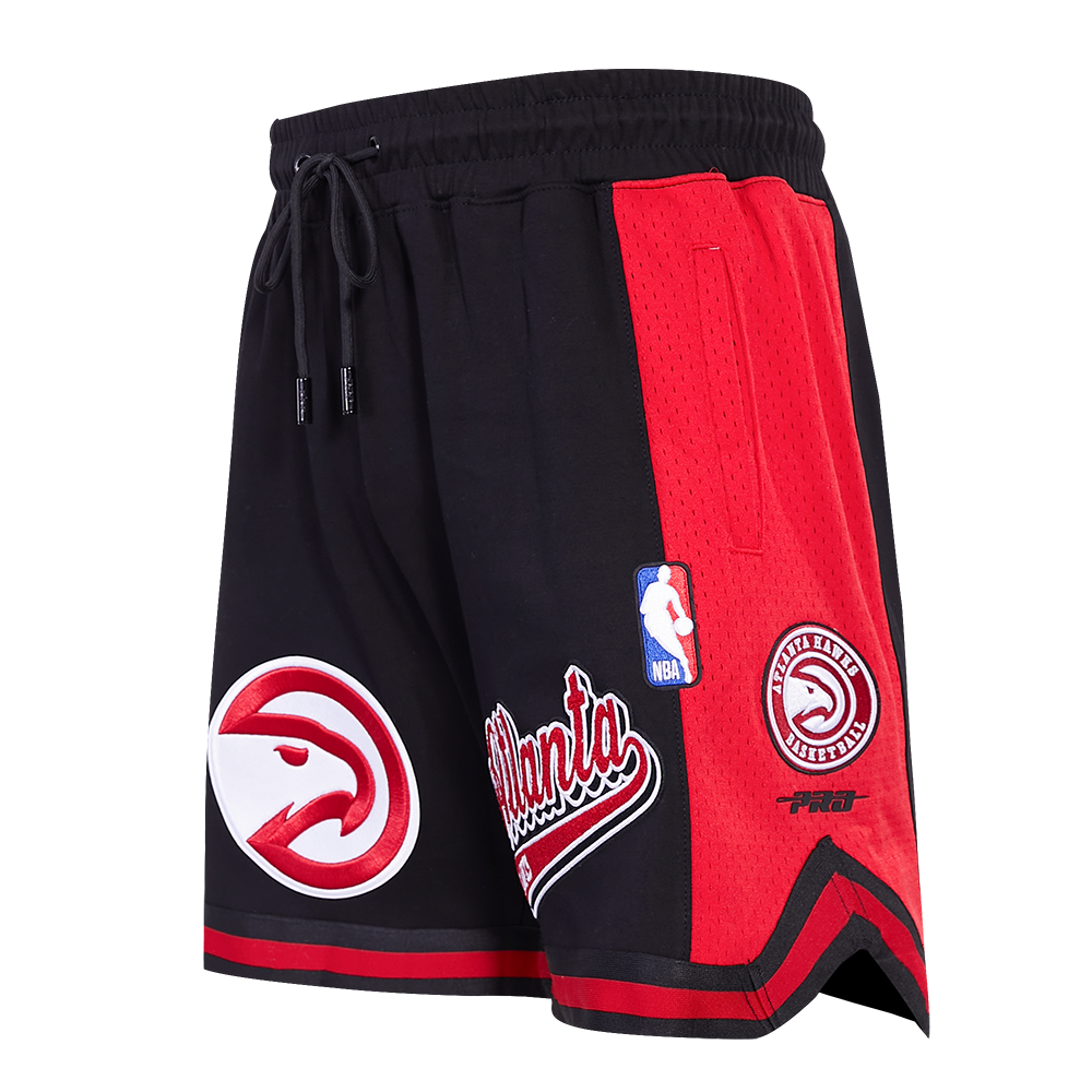 NBA ATLANTA HAWKS SCRIPT TAIL MEN'S DOUBLE KNIT 2.0 SHORT (BLACK/RED)