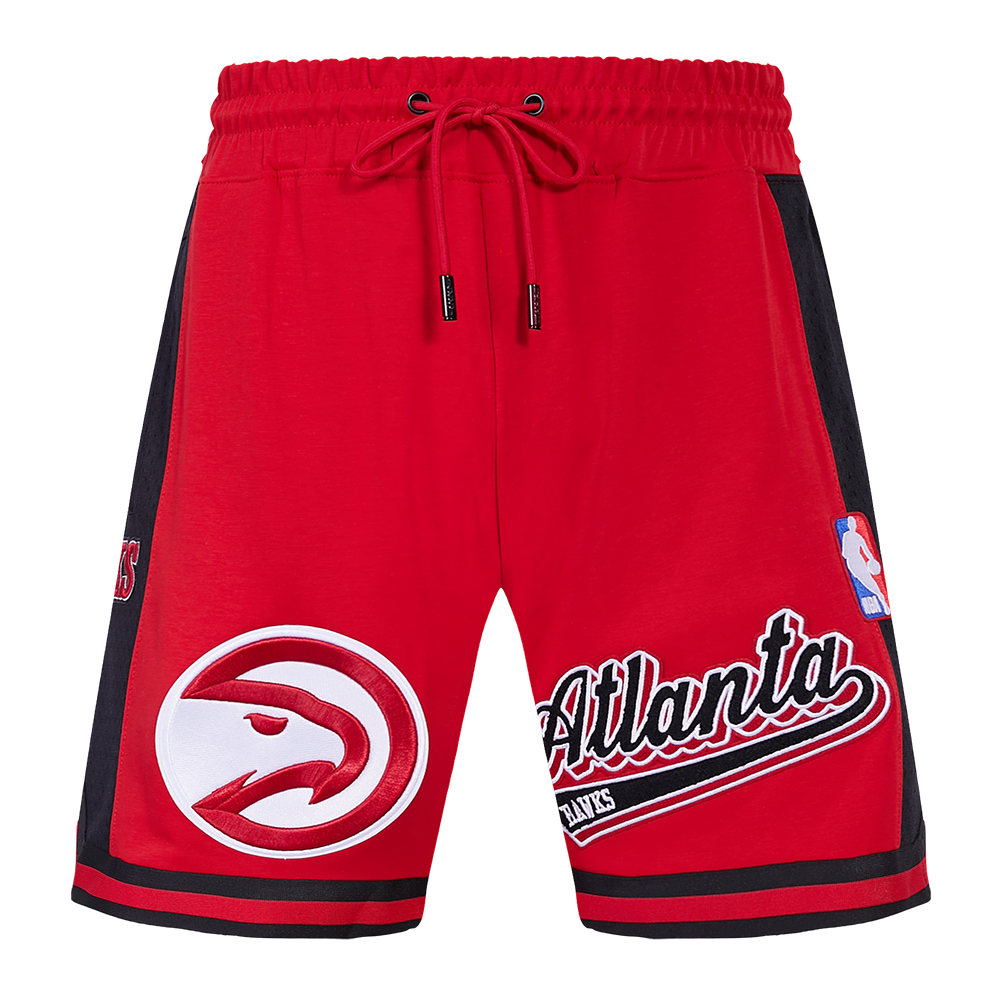 NBA ATLANTA HAWKS SCRIPT TAIL SHORT EN MAILLE DOUBLE 2.0 POUR HOMME (ROUGE/NOIR)
