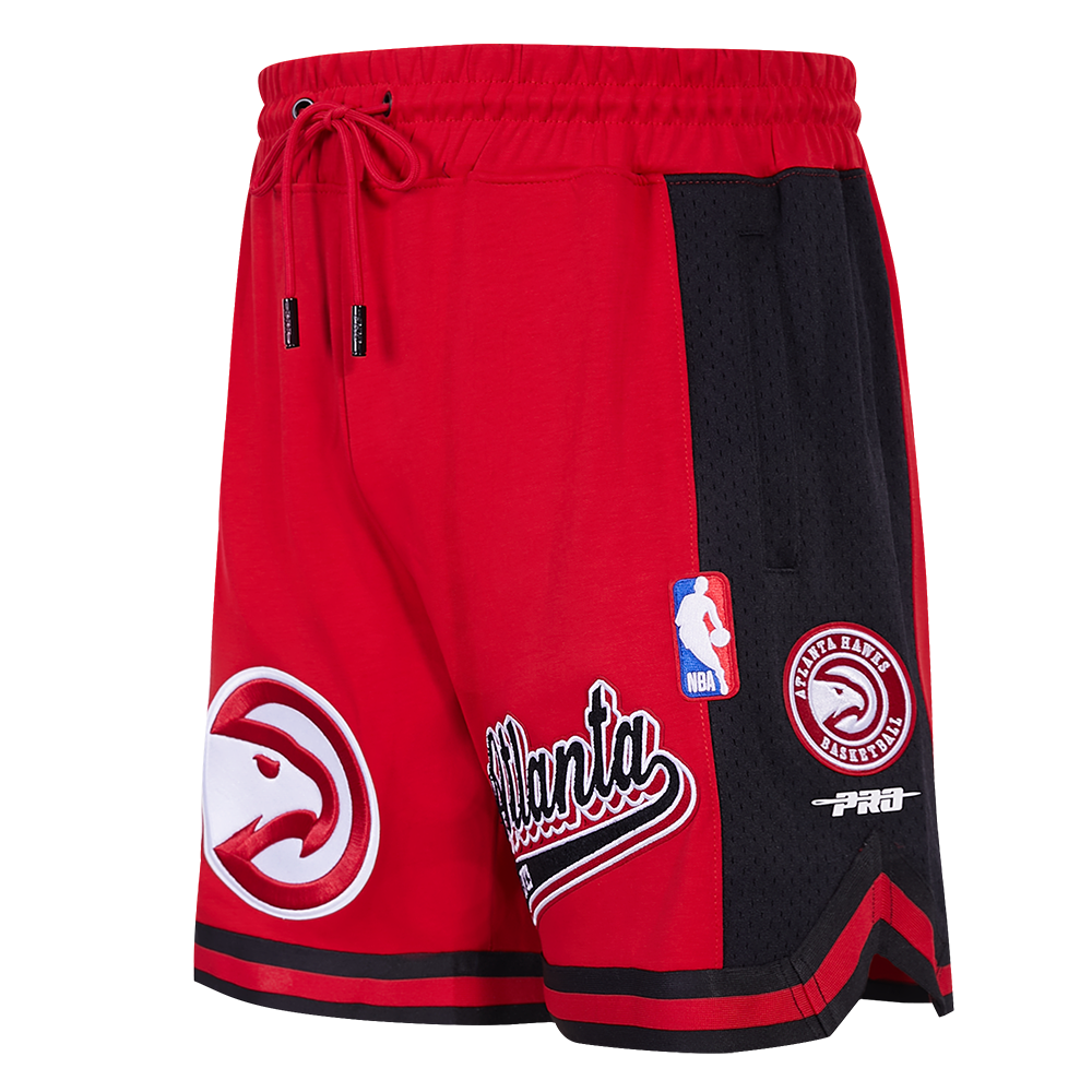 NBA ATLANTA HAWKS SCRIPT TAIL SHORT EN MAILLE DOUBLE 2.0 POUR HOMME (ROUGE/NOIR)