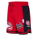NBA ATLANTA HAWKS SCRIPT TAIL SHORT EN MAILLE DOUBLE 2.0 POUR HOMME (ROUGE/NOIR)