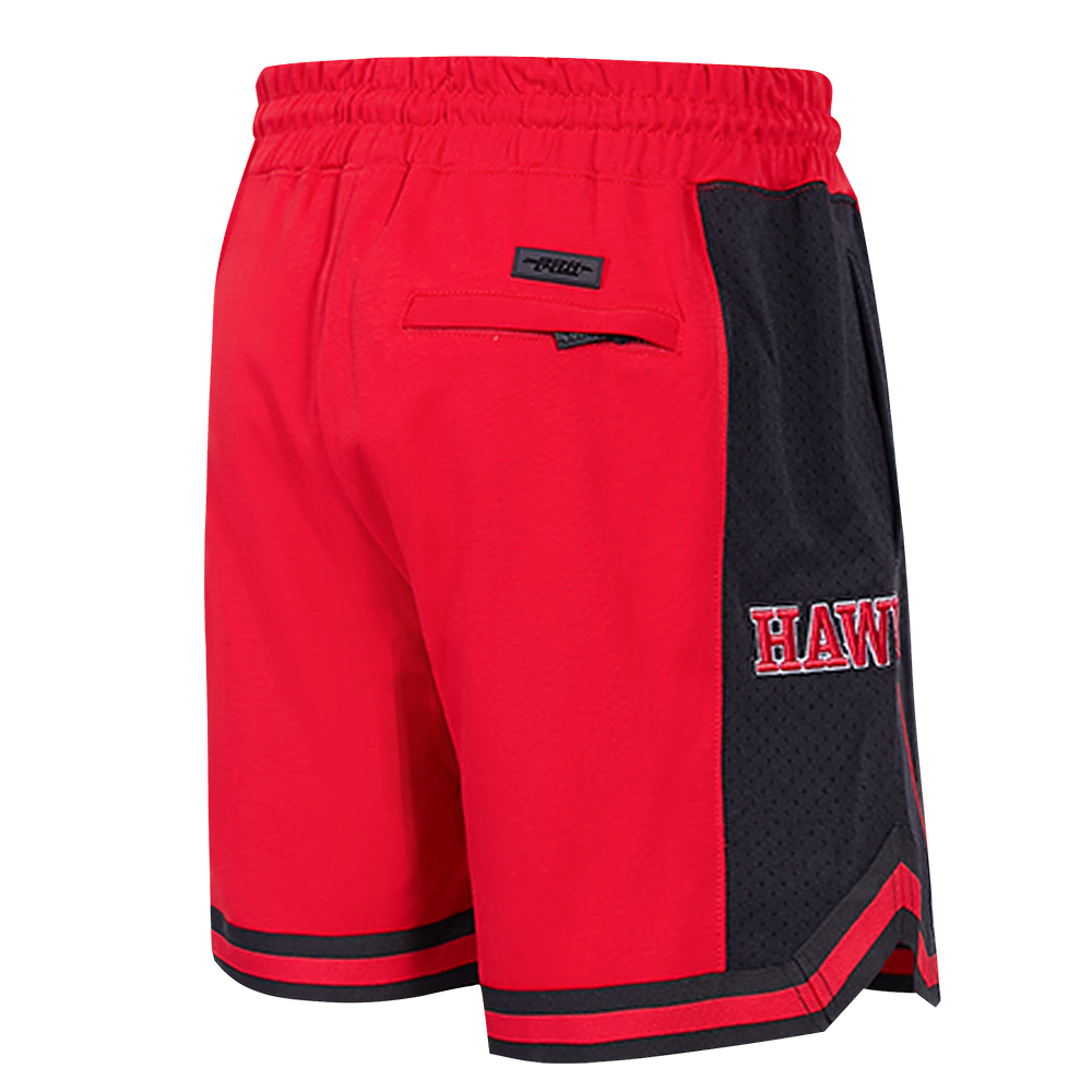 NBA ATLANTA HAWKS SCRIPT TAIL SHORT EN MAILLE DOUBLE 2.0 POUR HOMME (ROUGE/NOIR)