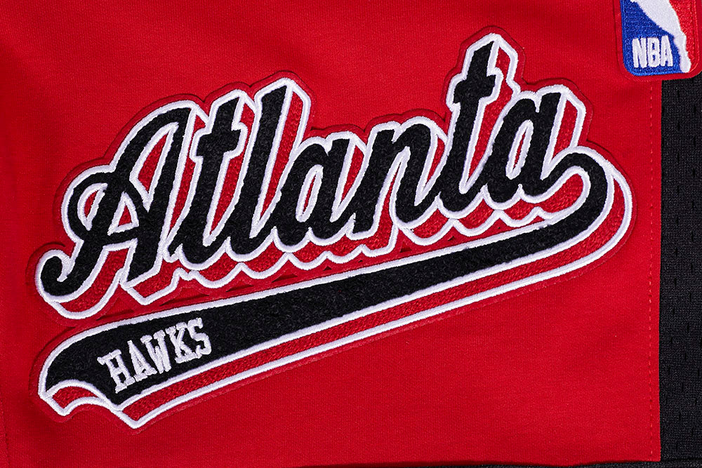 NBA ATLANTA HAWKS SCRIPT TAIL SHORT EN MAILLE DOUBLE 2.0 POUR HOMME (ROUGE/NOIR)