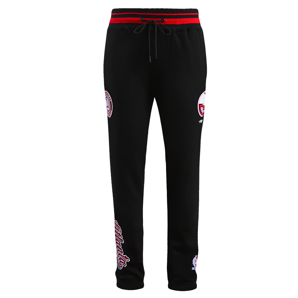 NBA ATLANTA HAWKS SCRIPT TAIL MEN'S RIB FLEECE SWEATPANT (BLACK/RED/BLACK)