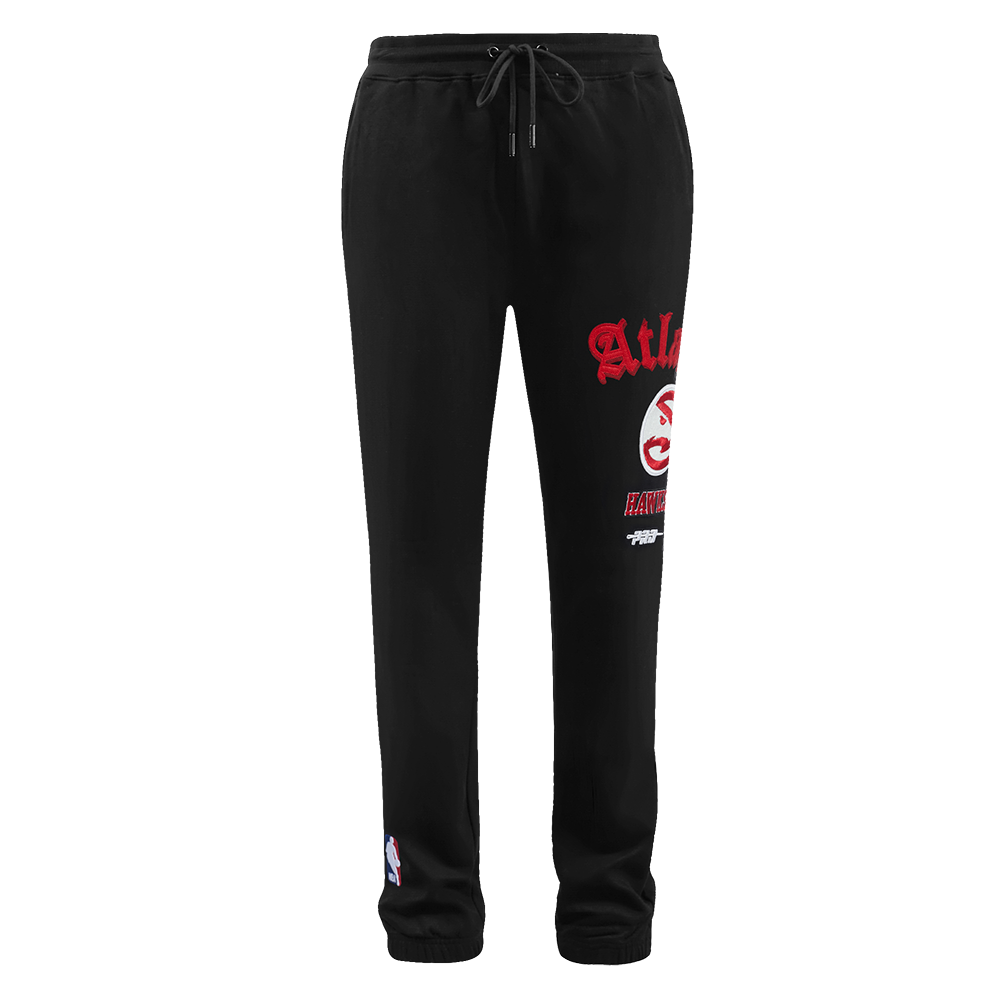 NBA ATLANTA HAWKS OLD ENGLISH PANTALON OUATÉ POUR HOMME (NOIR)