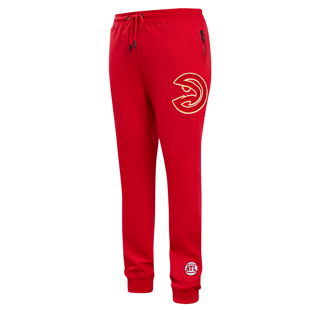 NBA ATLANTA HAWKS CLASSIC CHENILLE PANTALON JOGGER EN MAILLE DOUBLE POUR HOMME (ROUGE)