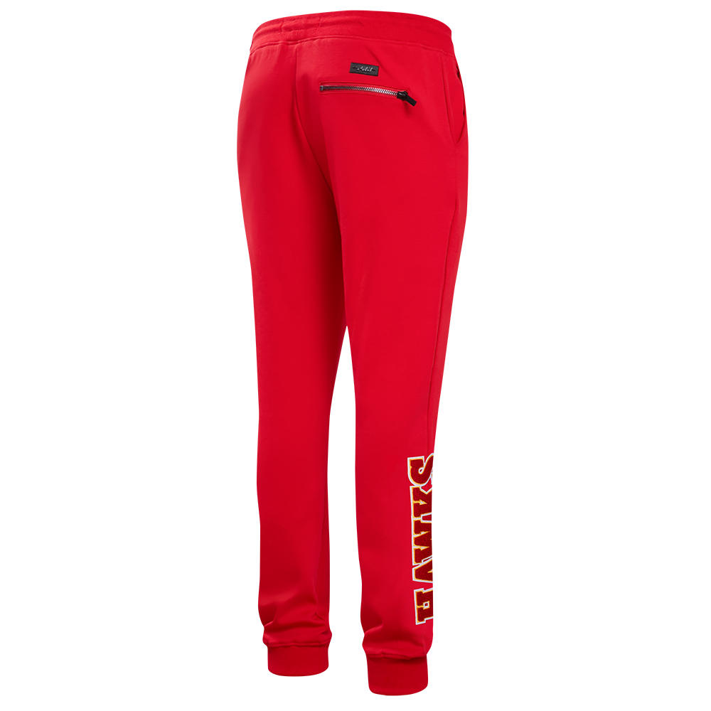 NBA ATLANTA HAWKS CLASSIC CHENILLE PANTALON JOGGER EN MAILLE DOUBLE POUR HOMME (ROUGE)
