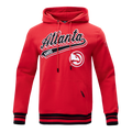 NBA ATLANTA HAWKS SCRIPT TAIL CHANDAIL À CAPUCHON EN MOLLETON CÔTELÉ POUR HOMME (ROUGE/NOIR)