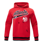 NBA ATLANTA HAWKS SCRIPT TAIL CHANDAIL À CAPUCHON EN MOLLETON CÔTELÉ POUR HOMME (ROUGE/NOIR)
