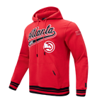 NBA ATLANTA HAWKS SCRIPT TAIL CHANDAIL À CAPUCHON EN MOLLETON CÔTELÉ POUR HOMME (ROUGE/NOIR)