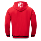 NBA ATLANTA HAWKS SCRIPT TAIL CHANDAIL À CAPUCHON EN MOLLETON CÔTELÉ POUR HOMME (ROUGE/NOIR)