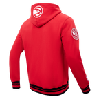 NBA ATLANTA HAWKS SCRIPT TAIL CHANDAIL À CAPUCHON EN MOLLETON CÔTELÉ POUR HOMME (ROUGE/NOIR)