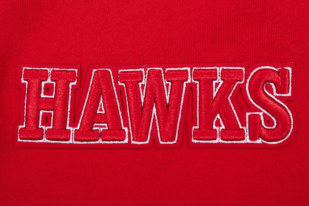 NBA ATLANTA HAWKS SCRIPT TAIL CHANDAIL À CAPUCHON EN MOLLETON CÔTELÉ POUR HOMME (ROUGE/NOIR)