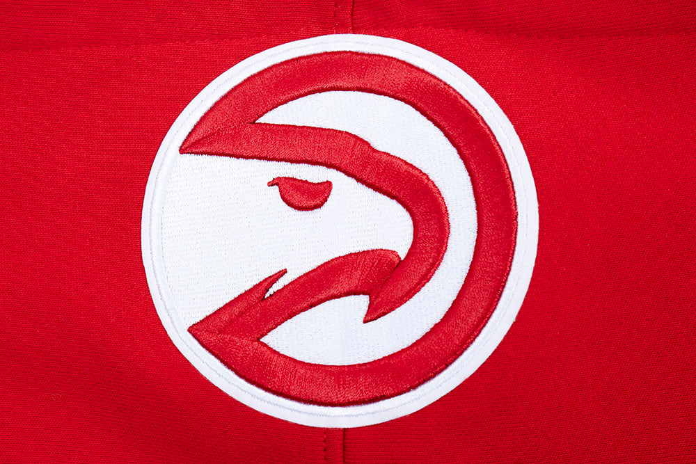 NBA ATLANTA HAWKS SCRIPT TAIL CHANDAIL À CAPUCHON EN MOLLETON CÔTELÉ POUR HOMME (ROUGE/NOIR)