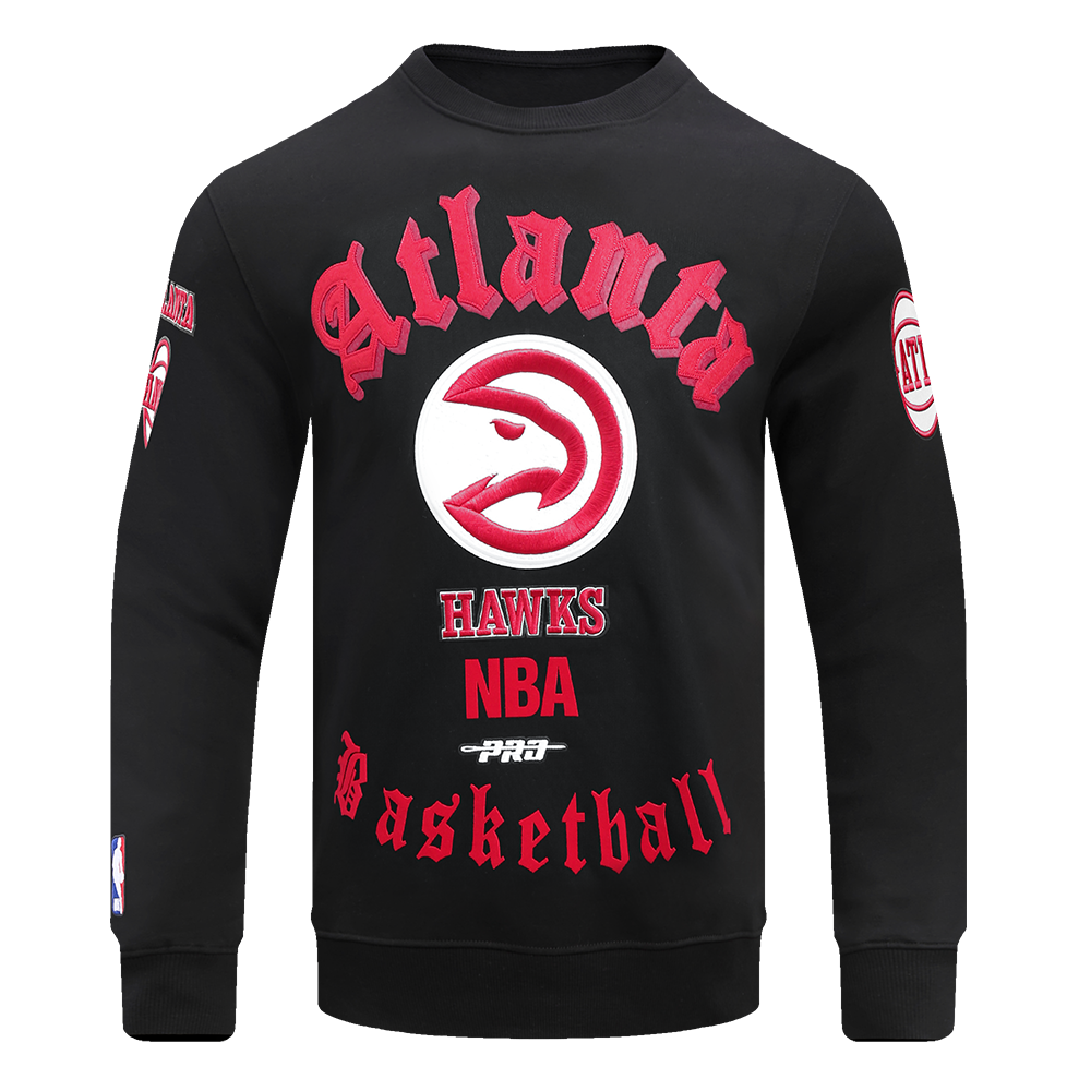 NBA ATLANTA HAWKS OLD ENGLISH CHANDAIL À COL ROND POUR HOMME (NOIR)