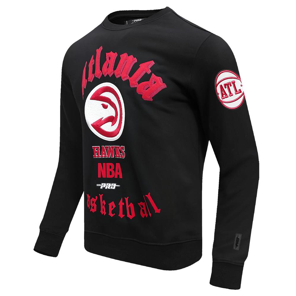 NBA ATLANTA HAWKS OLD ENGLISH MEN'S CREWNECK (BLACK)