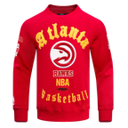 NBA ATLANTA HAWKS OLD ENGLISH MEN'S CREWNECK (RED)