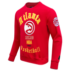 NBA ATLANTA HAWKS OLD ENGLISH MEN'S CREWNECK (RED)