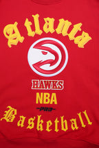 NBA ATLANTA HAWKS OLD ENGLISH MEN'S CREWNECK (RED)