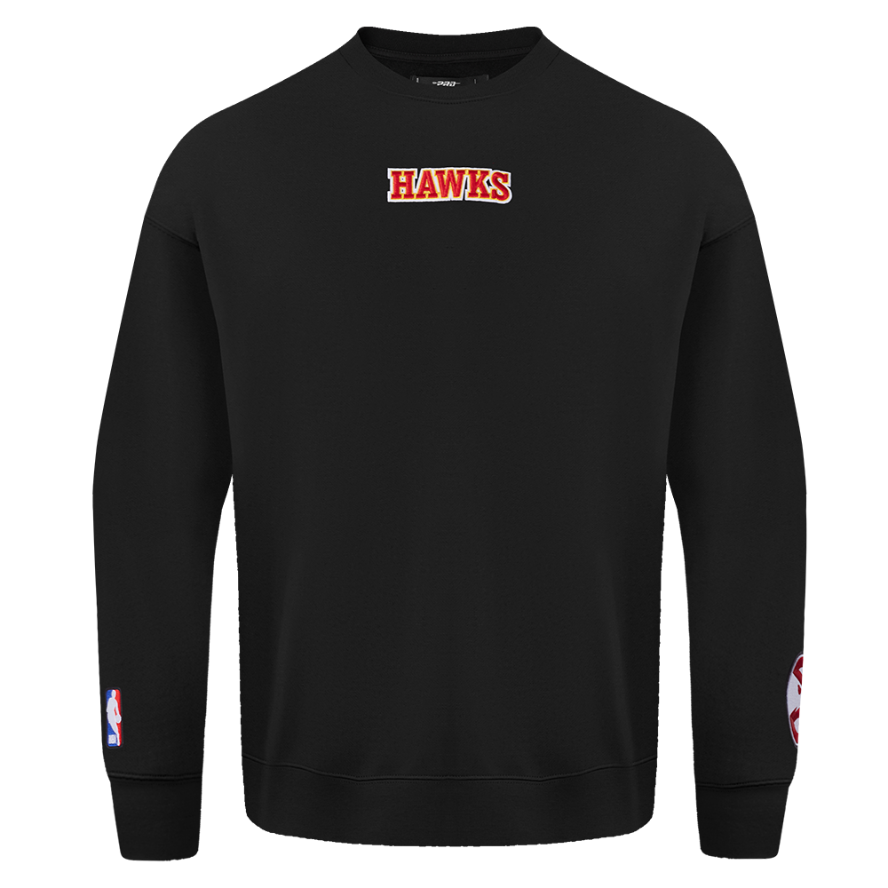 NBA ATLANTA HAWKS WINGSPAN MEN'S DROP SHOULDER FLEECE CREWNECK (BLACK)