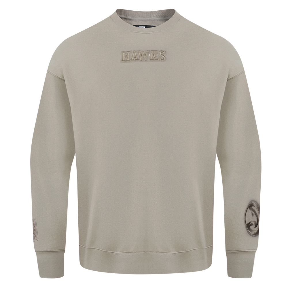 NBA ATLANTA HAWKS WINGSPAN MEN'S DROP SHOULDER FLEECE CREWNECK (TAUPE)