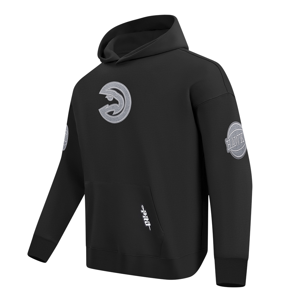 NBA ATLANTA HAWKS REVERSE FRENCH TERRY MEN'S DROP SHOULDER FLC PO HO (BLACK)