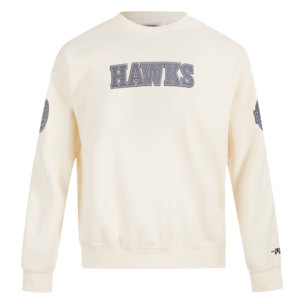 NBA ATLANTA HAWKS REVERSE FRENCH TERRY MEN'S CREWNECK SWEATSHIRT (EGGSHELL)