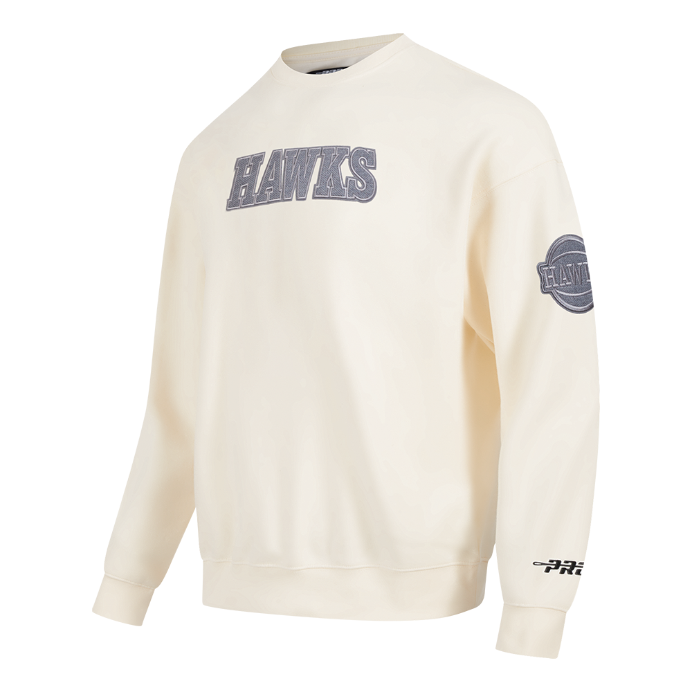 NBA ATLANTA HAWKS REVERSE FRENCH TERRY MEN'S CREWNECK SWEATSHIRT (EGGSHELL)
