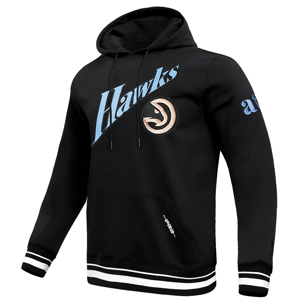 NBA ATLANTA HAWKS CITY EDITION 24-25 MEN'S RIB FLEECE PULLOVER HOODIE (BLACK)