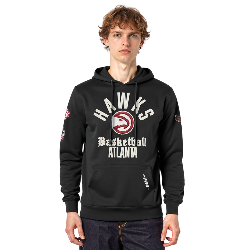 NBA ATLANTA HAWKS MODERN ORIGINALS MEN'S FLC PO HOODIE (BLACK)